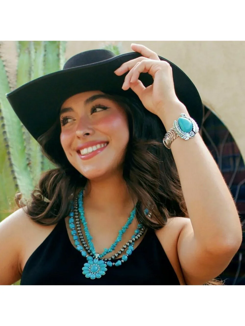 Women's Blue Black Uture's Western Cowgirl Vintage Western Necklace Earrings
